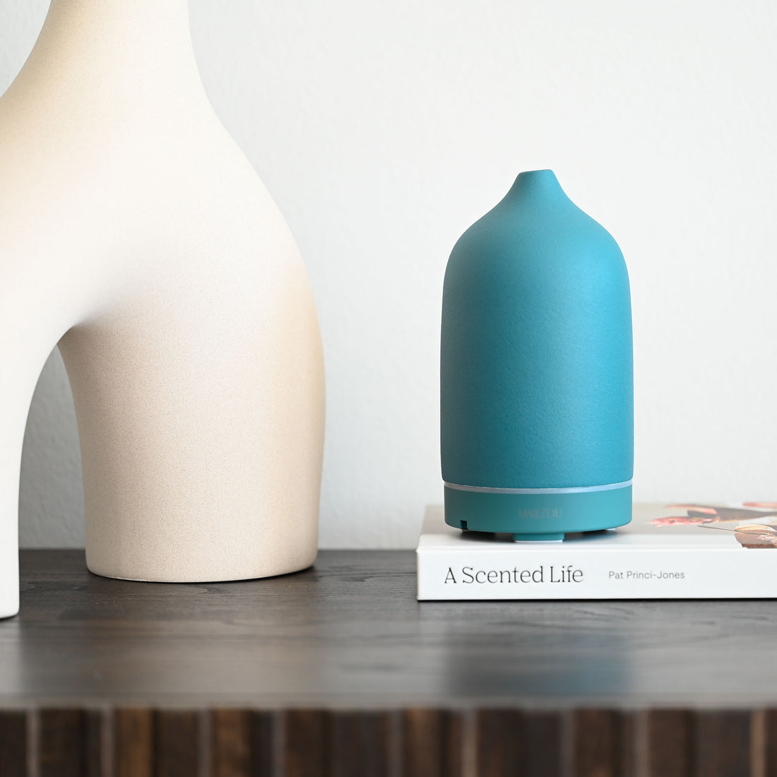 Marzou ceramic aroma diffuser ocean blue in setting