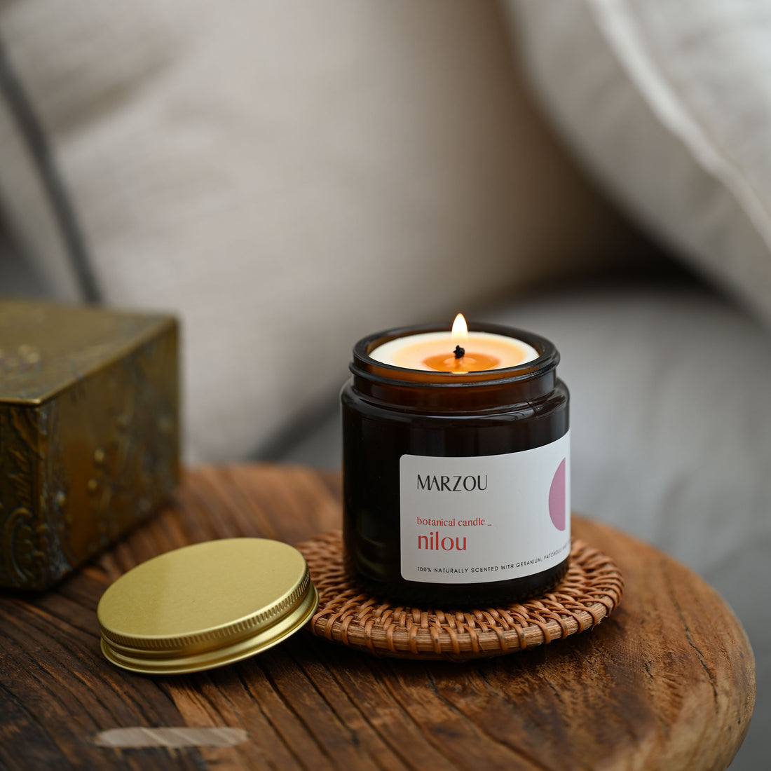 nilou botanical candle patchouli geranium frankincense